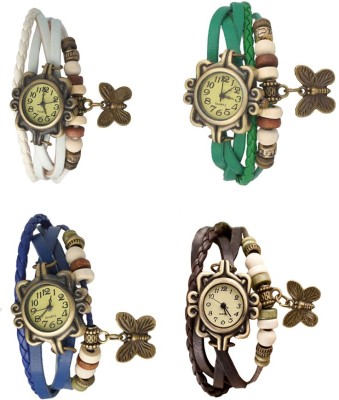 NS18 Vintage Butterfly Rakhi Combo of 4 White, Blue, Green And Brown Analog Watch  - For Women   Watches  (NS18)