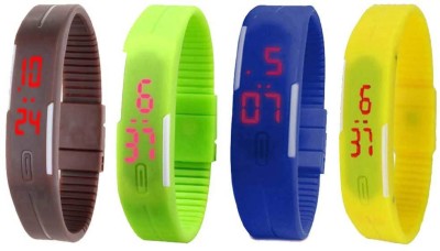 NS18 Silicone Led Magnet Band Combo of 4 Brown, Green, Blue And Yellow Digital Watch  - For Boys & Girls   Watches  (NS18)