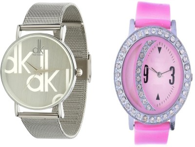 True Kart Beuty Fool Pink Colored Combo Pink Dot On Sillver Moon Watch  - For Girls   Watches  (TRUE KART)