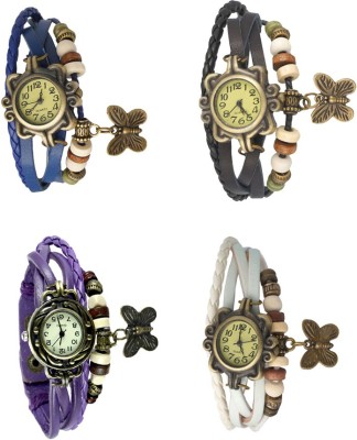 NS18 Vintage Butterfly Rakhi Combo of 4 Blue, Purple, Black And White Analog Watch  - For Women   Watches  (NS18)
