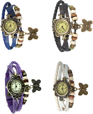 

NS18 Vintage Butterfly Rakhi Combo of 4 Blue, Purple, Black And White Watch - For Women