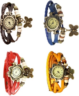 NS18 Vintage Butterfly Rakhi Combo of 4 Brown, Red, Blue And Yellow Analog Watch  - For Women   Watches  (NS18)
