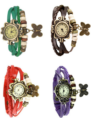 

Kissu Vintage Rakhi Combo of 4 Green, Red, Brown And Purple Watch - For Women