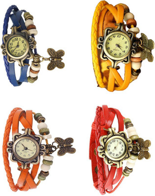 

Kissu Vintage Rakhi Combo of 4 Blue, Orange, Yellow And Red Watch - For Women