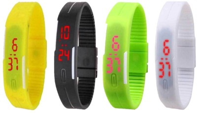 NS18 Silicone Led Magnet Band Combo of 4 Yellow, Black, Green And White Digital Watch  - For Boys & Girls   Watches  (NS18)