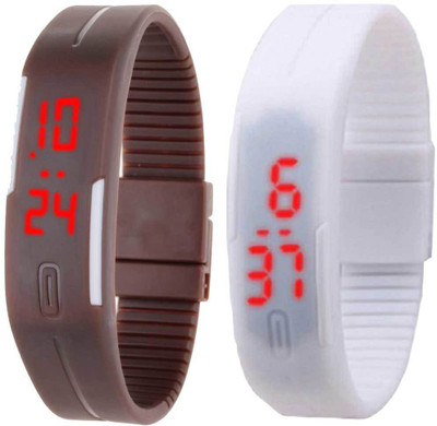 

Kissu Led Band Watch Combo of 2 Brown And White Watch - For Couple