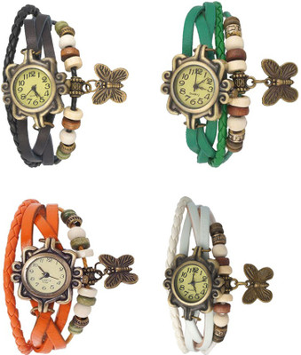 

NS18 Vintage Butterfly Rakhi Combo of 4 Black, Orange, Green And White Watch - For Women
