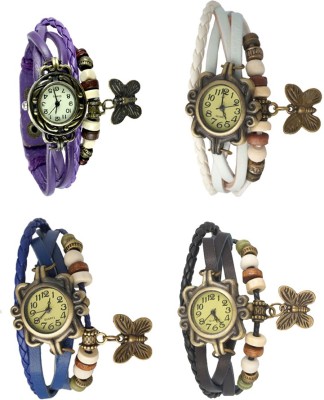 NS18 Vintage Butterfly Rakhi Combo of 4 Purple, Blue, White And Black Analog Watch  - For Women   Watches  (NS18)