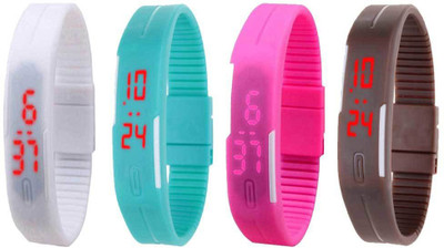 

Kissu Led Magnet Band Combo of 4 White, Sky Blue, Pink And Brown Watch - For Men & Women