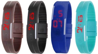 NS18 Silicone Led Magnet Band Watch Combo of 4 Brown, Black, Blue And Sky Blue Digital Watch  - For Couple   Watches  (NS18)