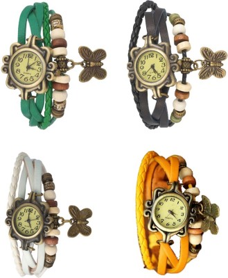 NS18 Vintage Butterfly Rakhi Combo of 4 Green, White, Black And Yellow Analog Watch  - For Women   Watches  (NS18)