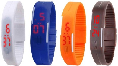 NS18 Silicone Led Magnet Band Combo of 4 White, Blue, Orange And Brown Digital Watch  - For Boys & Girls   Watches  (NS18)