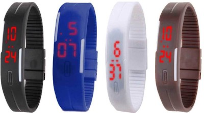 NS18 Silicone Led Magnet Band Combo of 4 Black, Blue, White And Brown Digital Watch  - For Boys & Girls   Watches  (NS18)