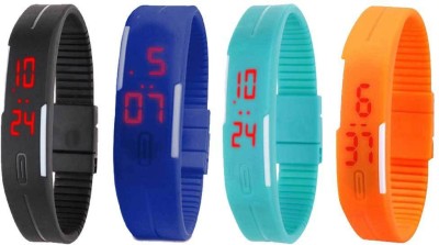 NS18 Silicone Led Magnet Band Combo of 4 Black, Blue, Sky Blue And Orange Digital Watch  - For Boys & Girls   Watches  (NS18)