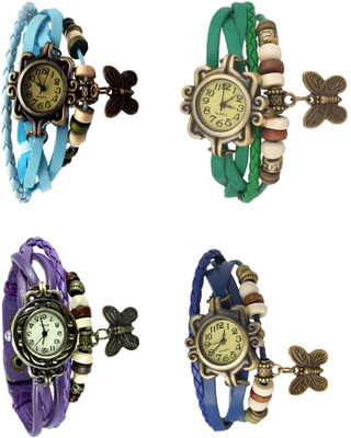 

Kissu Vintage Rakhi Combo of 4 Sky Blue, Purple, Green And Blue Watch - For Women