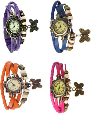 

Kissu Vintage Rakhi Combo of 4 Purple, Orange, Blue And Pink Watch - For Women