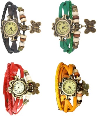 NS18 Vintage Butterfly Rakhi Combo of 4 Black, Red, Green And Yellow Analog Watch  - For Women   Watches  (NS18)