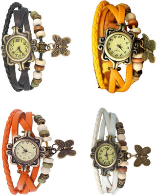 

Kissu Vintage Rakhi Combo of 4 Black, Orange, Yellow And White Watch - For Women
