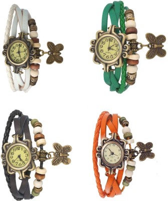 NS18 Vintage Butterfly Rakhi Combo of 4 White, Black, Green And Orange Analog Watch  - For Women   Watches  (NS18)