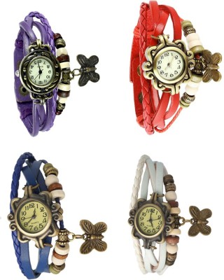NS18 Vintage Butterfly Rakhi Combo of 4 Purple, Blue, Red And White Analog Watch  - For Women   Watches  (NS18)