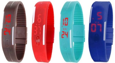 NS18 Silicone Led Magnet Band Combo of 4 Brown, Red, Sky Blue And Blue Digital Watch  - For Boys & Girls   Watches  (NS18)