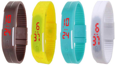 

Kissu Led Magnet Band Combo of 4 Brown, Yellow, Sky Blue And White Watch - For Men & Women