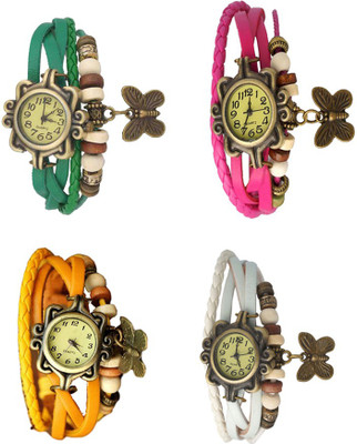 

Kissu Vintage Rakhi Combo of 4 Green, Yellow, Pink And White Watch - For Women