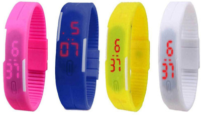 

Kissu Led Magnet Band Combo of 4 Pink, Blue, Yellow And White Watch - For Men & Women