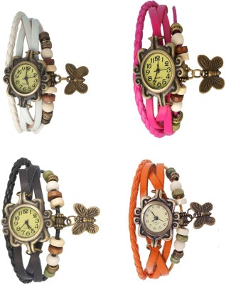 NS18 Vintage Butterfly Rakhi Combo of 4 White, Black, Pink And Orange Analog Watch  - For Women   Watches  (NS18)