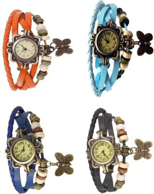 NS18 Vintage Butterfly Rakhi Combo of 4 Orange, Blue, Sky Blue And Black Analog Watch  - For Women   Watches  (NS18)