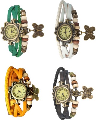 NS18 Vintage Butterfly Rakhi Combo of 4 Green, Yellow, White And Black Analog Watch  - For Women   Watches  (NS18)