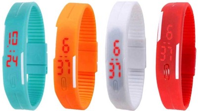 NS18 Silicone Led Magnet Band Watch Combo of 4 Sky Blue, Orange, White And Red Digital Watch  - For Couple   Watches  (NS18)