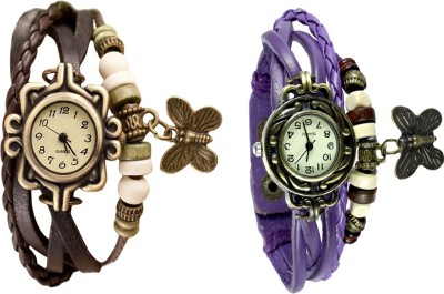 NS18 Vintage Butterfly Rakhi Watch Combo of 2 Brown And Purple Analog Watch  - For Women   Watches  (NS18)
