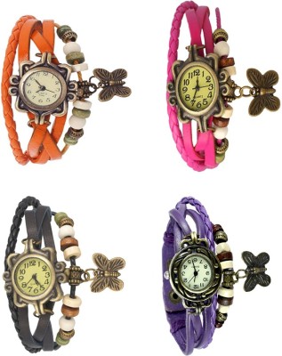 NS18 Vintage Butterfly Rakhi Combo of 4 Orange, Black, Pink And Purple Analog Watch  - For Women   Watches  (NS18)