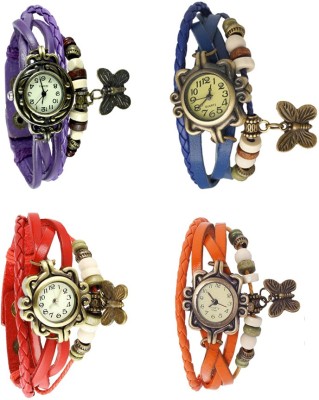 NS18 Vintage Butterfly Rakhi Combo of 4 Purple, Red, Blue And Orange Analog Watch  - For Women   Watches  (NS18)