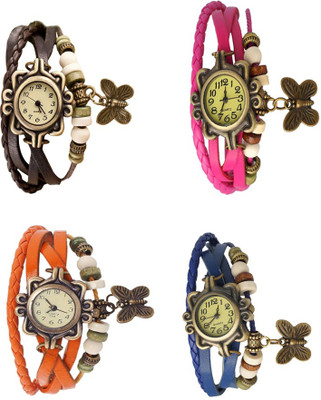 

NS18 Vintage Butterfly Rakhi Combo of 4 Brown, Orange, Pink And Blue Watch - For Women