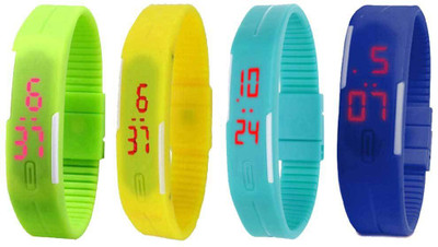 

Kissu Led Magnet Band Combo of 4 Green, Yellow, Sky Blue And Blue Watch - For Men & Women