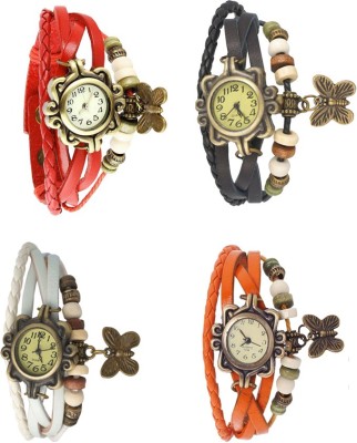 NS18 Vintage Butterfly Rakhi Combo of 4 Red, White, Black And Orange Analog Watch  - For Women   Watches  (NS18)