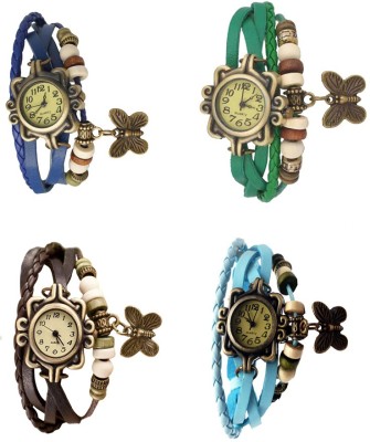 NS18 Vintage Butterfly Rakhi Combo of 4 Blue, Brown, Green And Sky Blue Watch  - For Women   Watches  (NS18)