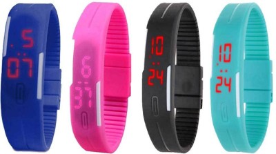 NS18 Silicone Led Magnet Band Watch Combo of 4 Blue, Pink, Black And Sky Blue Digital Watch  - For Couple   Watches  (NS18)