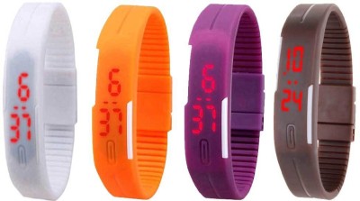 NS18 Silicone Led Magnet Band Combo of 4 White, Orange, Purple And Brown Digital Watch  - For Boys & Girls   Watches  (NS18)