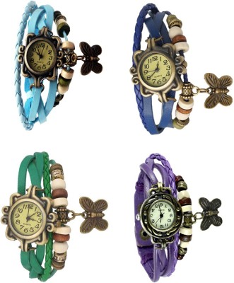 NS18 Vintage Butterfly Rakhi Combo of 4 Sky Blue, Green, Blue And Purple Analog Watch  - For Women   Watches  (NS18)