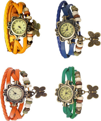 

Kissu Vintage Rakhi Combo of 4 Yellow, Orange, Blue And Green Watch - For Women