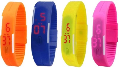 NS18 Silicone Led Magnet Band Watch Combo of 4 Orange, Blue, Yellow And Pink Digital Watch  - For Couple   Watches  (NS18)