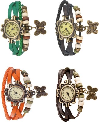 NS18 Vintage Butterfly Rakhi Combo of 4 Green, Orange, Black And Brown Analog Watch  - For Women   Watches  (NS18)