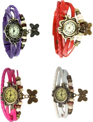 NS18 Vintage Butterfly Rakhi Combo of 4 Purple, Pink, Red And White Analog Watch  - For Women   Watches  (NS18)