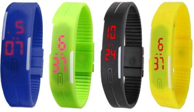 NS18 Silicone Led Magnet Band Combo of 4 Blue, Green, Black And Yellow Digital Watch  - For Boys & Girls   Watches  (NS18)