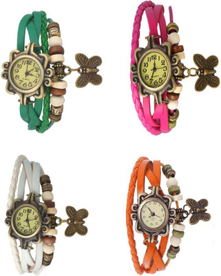 

NS18 Vintage Butterfly Rakhi Combo of 4 Green, White, Pink And Orange Watch - For Women