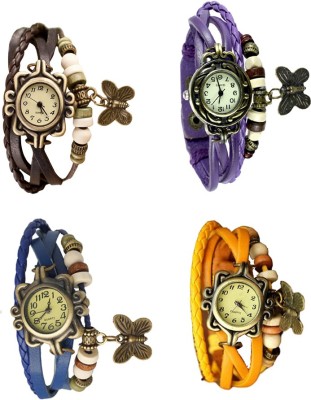 NS18 Vintage Butterfly Rakhi Combo of 4 Brown, Blue, Purple And Yellow Analog Watch  - For Women   Watches  (NS18)