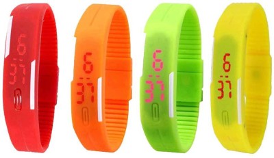 NS18 Silicone Led Magnet Band Combo of 4 Red, Orange, Green And Yellow Digital Watch  - For Boys & Girls   Watches  (NS18)